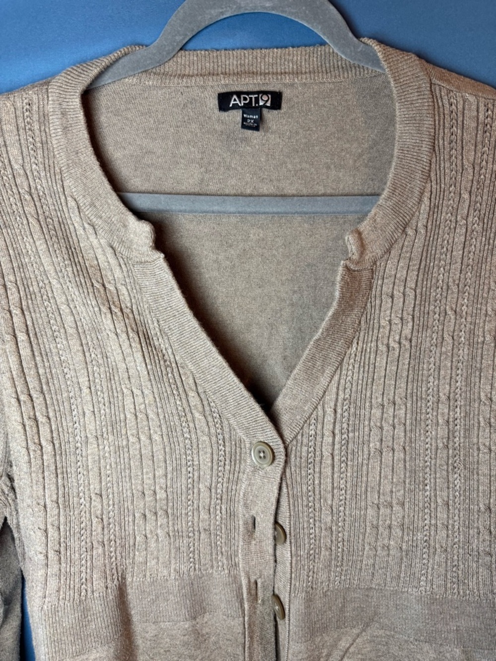Apt. 9 Ribbed V-Neck Button Cardigan in Light Beige